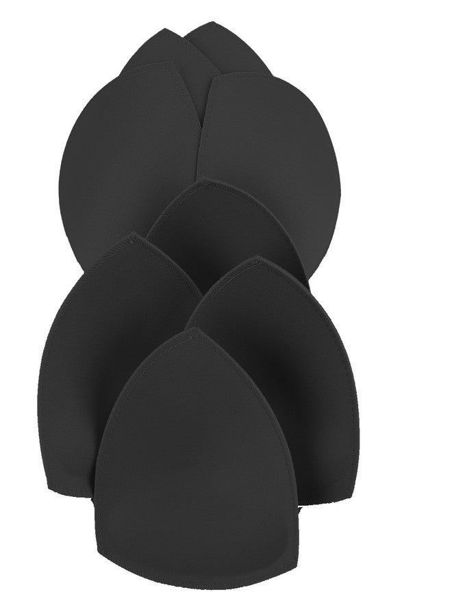 SERMICLE Bra Pad Inserts 4 Pairs, Bra Pads Sewn Padded for Sports Bra A/B or C/D,D/E Cup Beige or Black, White Optional (D/E Cup, Black) - Image 1